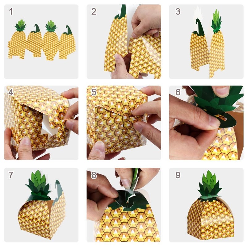 OurWarm 24pcs Pineapple Favor Boxes Small 3D Pineapple Gift Boxes for Tropical Hawaiian Themed Party Decorations, Goodie Boxes for Luau BBQ Summer Beach Pool Fruit Candy Boxes Party Favors - Image 4